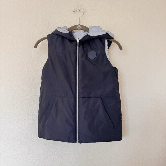 Jacadi Paris Reversible Navy Silver Grey Puffer Vest Kids Size 10A - Picture 2 of 9